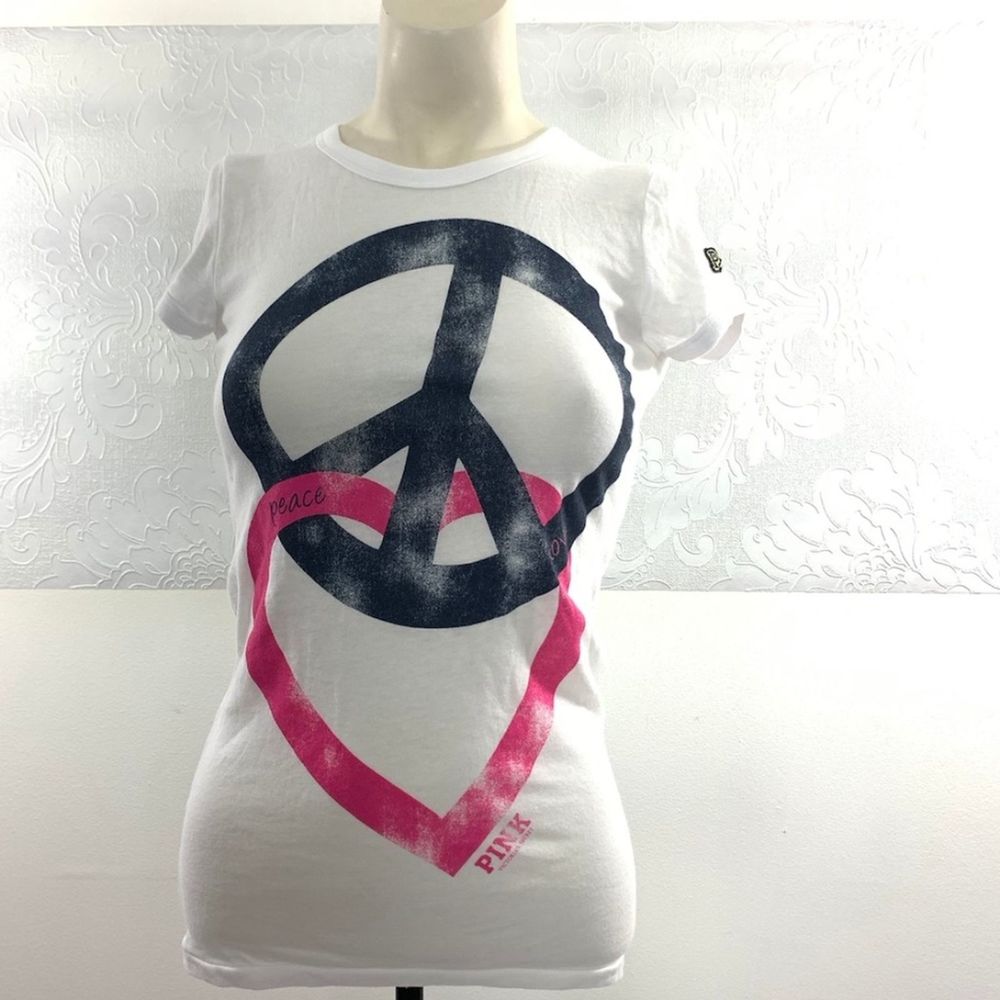 PINK Victorias Secret Size XS Peace Love Tee EUC